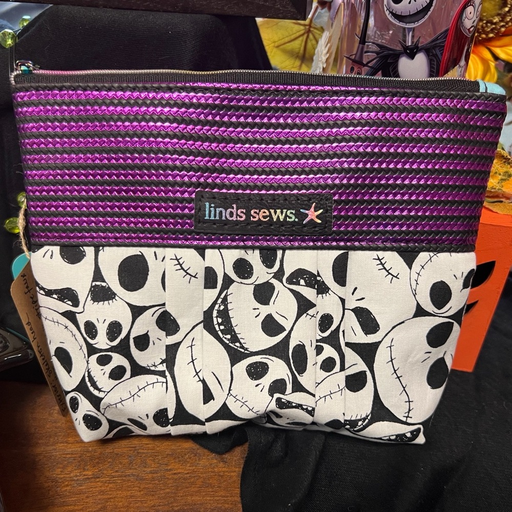 Purple and Black Cosmetic Bag